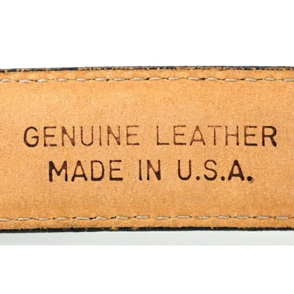 USA STITCHED BLACK GENUINE LEATHER 1 1/8